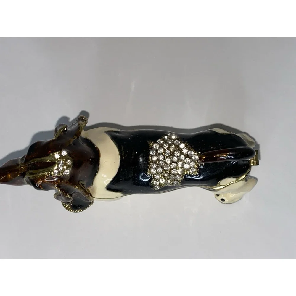Basset‎ Hound Dog Trinket Box Enamel Crystal Hinged Lid Jeweled Collection